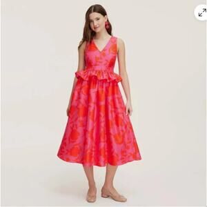 NWT Kate Spade NY Rose Peplum Midi dopamine Dress Pink Red Floral Elegantcore 12